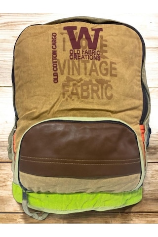Old Cotton Cargo Kaliteli Tek Bölmeli Vintage Disayn Günlük Gezi Spor Okul Sırt Çantası Patchwork Komor 29x42cm Yeşil