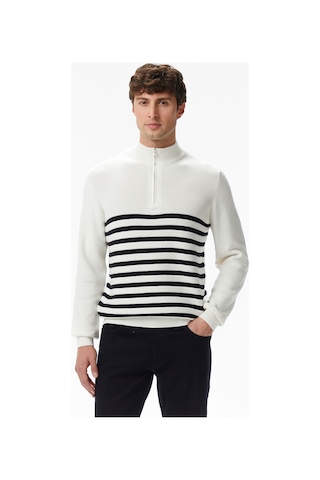 Nautica Erkek Krem Classic Fit Kazak Çizgili S57216t Krem
