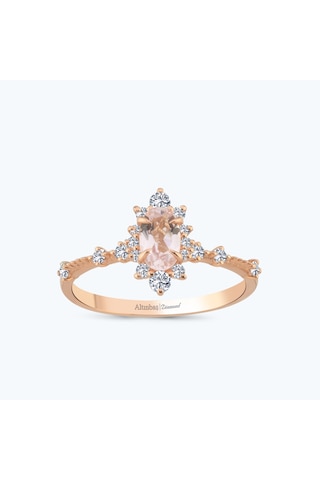 Altınbaş Pırlanta Morganite Taşlı Oval Yüzük Pnf004pmrg-14k