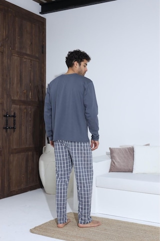 Lukitus Sıfır Yaka Düğmeli Pamuklu Erkek Pijama Takımı Antrasit Byrz70015-a Antrasit