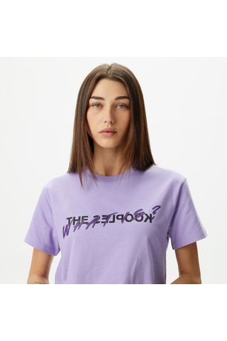 The Kooples Kadın Baskılı Bisiklet Yaka Mor T-shirt