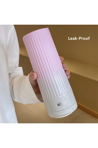 Shidai888 500 ML Taşınabilir Moda Paslanmaz Çelik Kahve Kupası Renk Değiştiren Tasarım Araba Termos Kupa Pembe Pembe