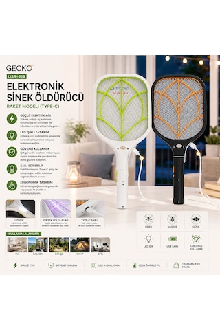 Usb-219 Raket Modeli Type-c Elektronik Sinek Öldürücü Cız Makine Tgb-8097a