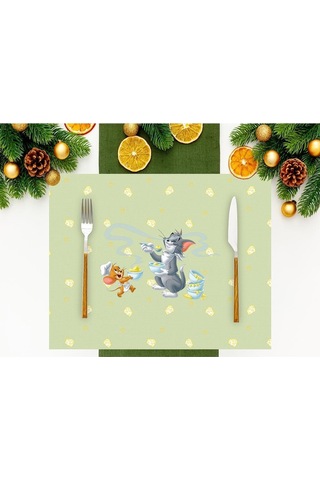 Home Green Tom & Jerry Kumaş Amerikan Servis 4'lü Set 35x50cm Çok Renkli