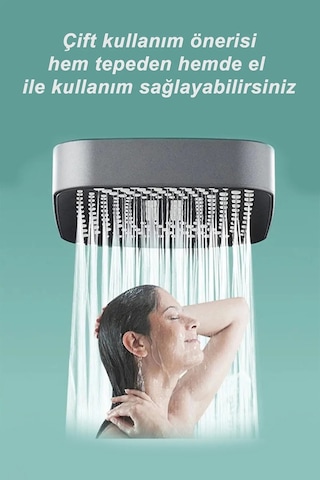 Oecanwhisper Kaliteli Fonksiyonlu Banyo Duş Başlığı Seti 1,5 M. Örgülü Hortum Ve Yapışkanlı Mafsal Krom