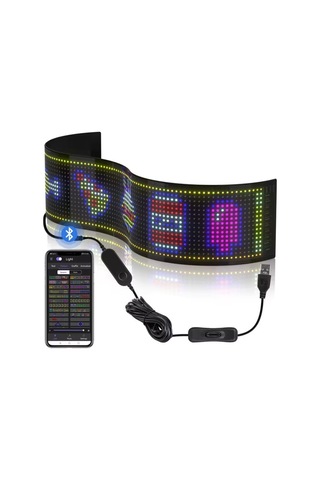Led Matrix Panel Dijital Ekran Kumandalı App Kontrollü Oto Aksesuar Yayıncı Bilgisayar Odası 12x60cm 16x94