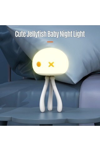 Prestigegoods Sevimli Denizanası Bebek Gece Lambası Kısılabilir Bebek Başucu Lambası Silikon Ç, Led, Masum Rüya Işıltısı Beyaz