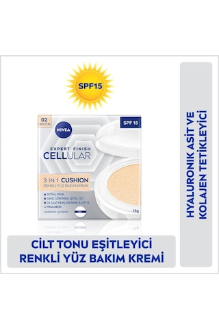 Nivea Cellular Expert Finish 3 in1 Cushion Renkli Yüz Bakım Kremi 02 Orta Ton 15 ML