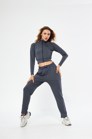 Lesa Wear İçi Polarlı Yumuşacık Şardonlu Kaşkorse Crop Likralı Hırka Antrasit