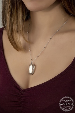 Union Swarovski Crystal Kadın Baget Kesim Gümüş Kolye