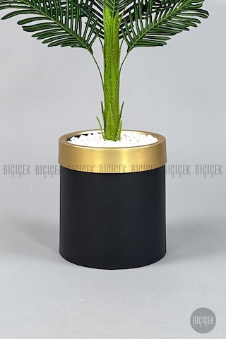 Biçiçek Yapay Areka Ağaci 160 Cm Si̇yah Altin Metal Saksıda Tek Gövdeli̇