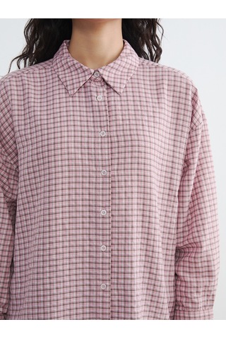 Lcw Modest Pembe Ekose Kadın Gömlek