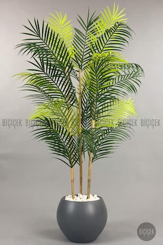 Biçiçek Yapay Areka Ağaci 120 Cm 24 Yapraklı Antresi̇t Küre Saksıda