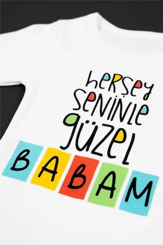 Adisia Unisex Bebek Beyaz Her Şey Seninle Güzel Babam Baskılı Alttan Çıtçıtlı Zıbın Beyaz