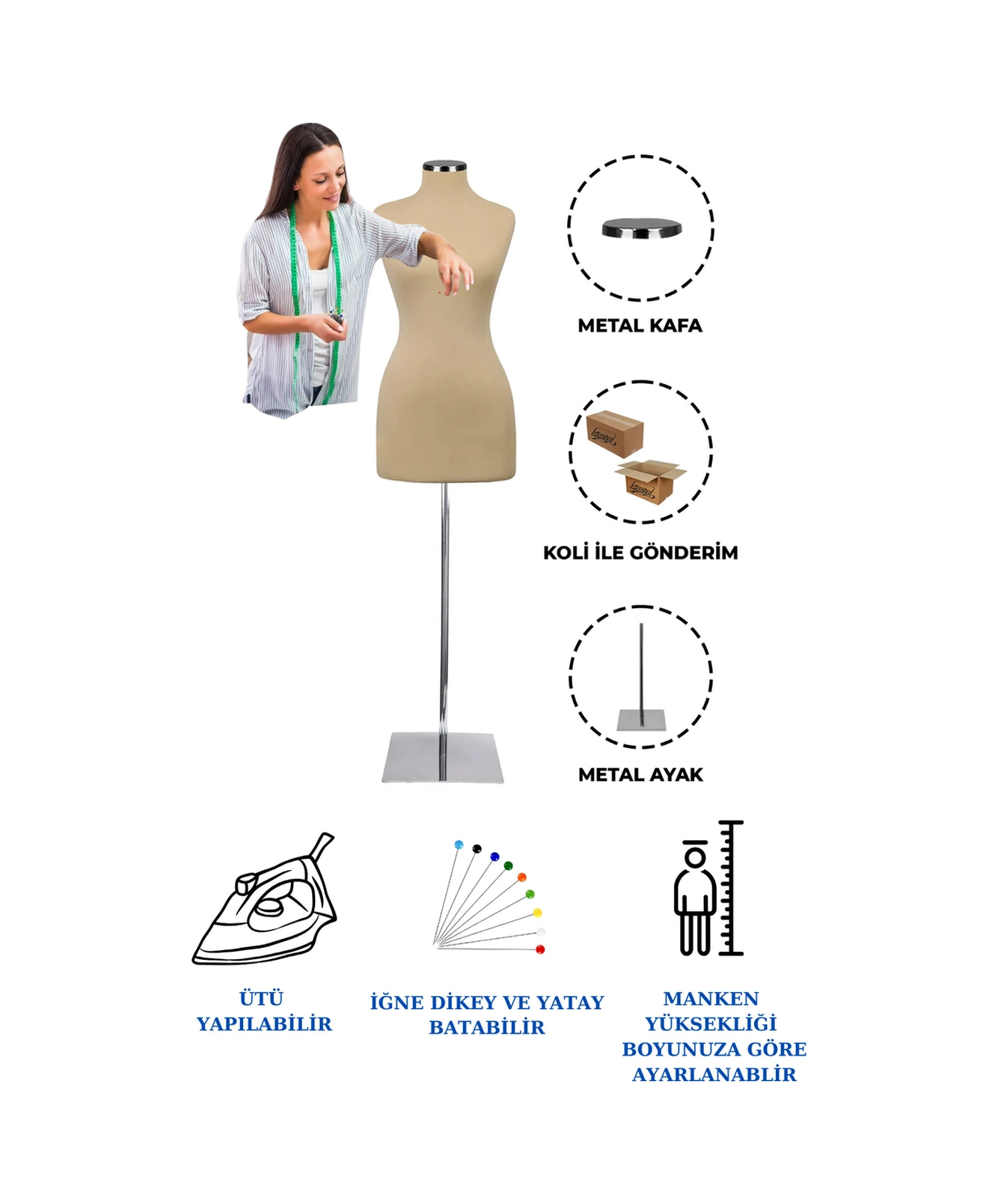 34 Beden Iğne Batabilen Terzi Mankeni Prova Mankeni Sünger Manken Po-01 1593