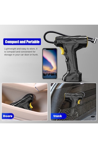 Yaozixa Siyah El Tipi Akıllı Lastik Pompa - Otomobil Bisiklet İçin Hızlı Şişirme, Mekanik Manometre, Led Işık, Taşınabilir 12v