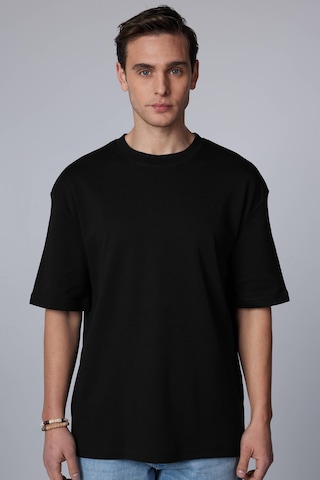 Tudors Unisex Oversize Geniş Kesim Pamuklu Yumuşak Dokulu Basic Bisiklet Yaka Siyah Tişört-30843-siyah Siyah