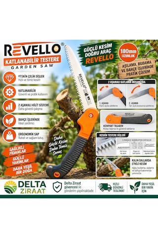 Revello 180 Mm Katlanabilir Bahçe Testeresi 2 Aşamalı Katlama Mekanizmalı Çelik Testere