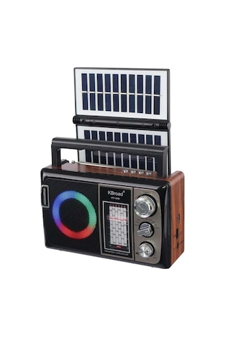 Nostalji Solar Enerjili Güneş Panelli Fm Radyo Şarj Edilebilir Bluetooth Hoparlör Sd Kart Usb