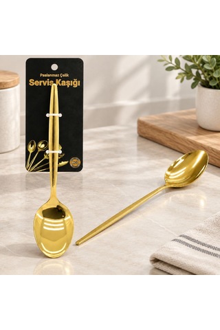 Metal Altın Servis Kaşığı 27 Cm