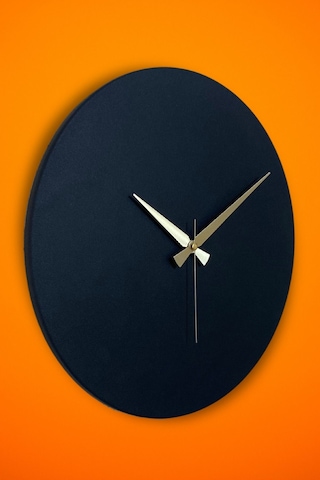 Round Model Modern Metal Sıvama Akar Sessiz Mekanizmalı Duvar Saati 40 40 Cm Siyah