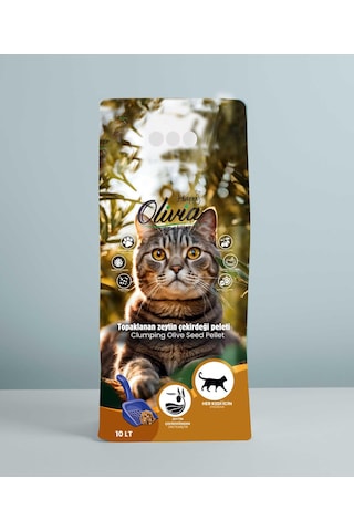 Topaklanan Zeytin Cekirdeği Peleti Kedi Kumu
