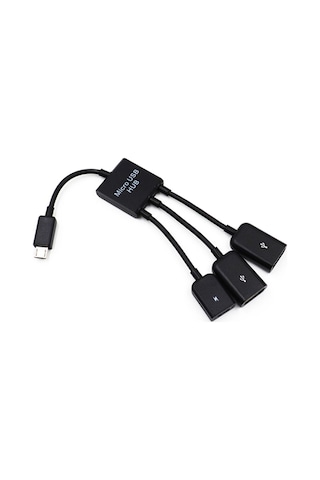 Moveevo Micro Usb Android Otg Hub Veri Kablosu, Güç Kaynağı İle 3 Port, Telefon-flash Bellek- Klavye Bağlantısı, Plug And Play Mint - Siyah