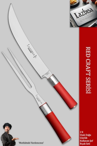 Lazbisa MFT-127 Red Craft Serisi Mutfak Şef Bıçak Seti Et Tavuk Balık Bıçağı Günlük Kullanım