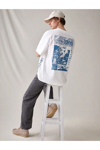 Beyaz Oversıze Blue Tokyo Tshirt Beyaz