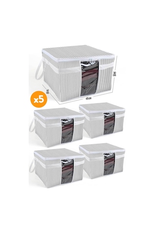 5 Adet - Pencereli Kazak Kıyafet Hurcu 45 X 40 X 30 Cm Renkli