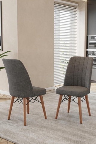 80x170cm Mutfak Masası Takımı 4 Kişilik Açılır Masa Sandalye Takımı - Ceviz Masa - Antrasit Çok Renkli