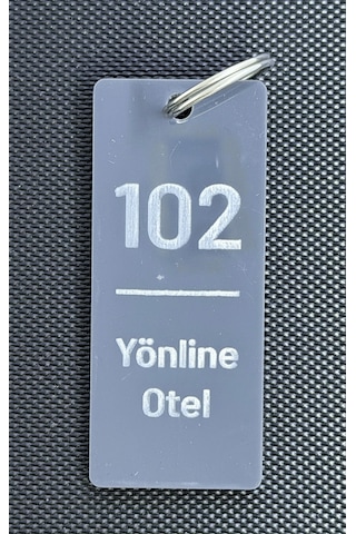 3'lü Kişiselleştirilebilir Antrasit Basic Slim Pleksi Otel Bungalov Apart Yurt Tesis İsimli Oda Numaralı Anahtarlık Siyah