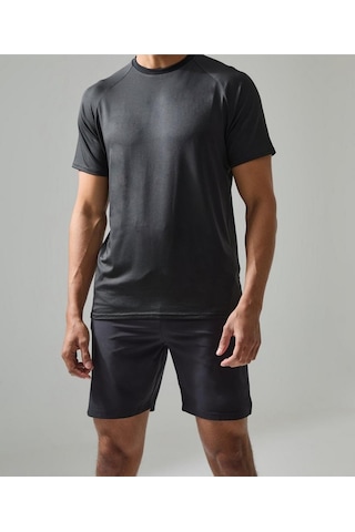 Nature The Brand Siyah Reglan Kısa Kol Spor Tişört Siyah - Antrasit
