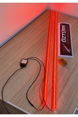 Cam Kenarı Yanıp Sönen Led Lamba 2 Li Uzaktan Kumandalı, 12 Modlu, Kırmızı Işık 12v 120 Cm