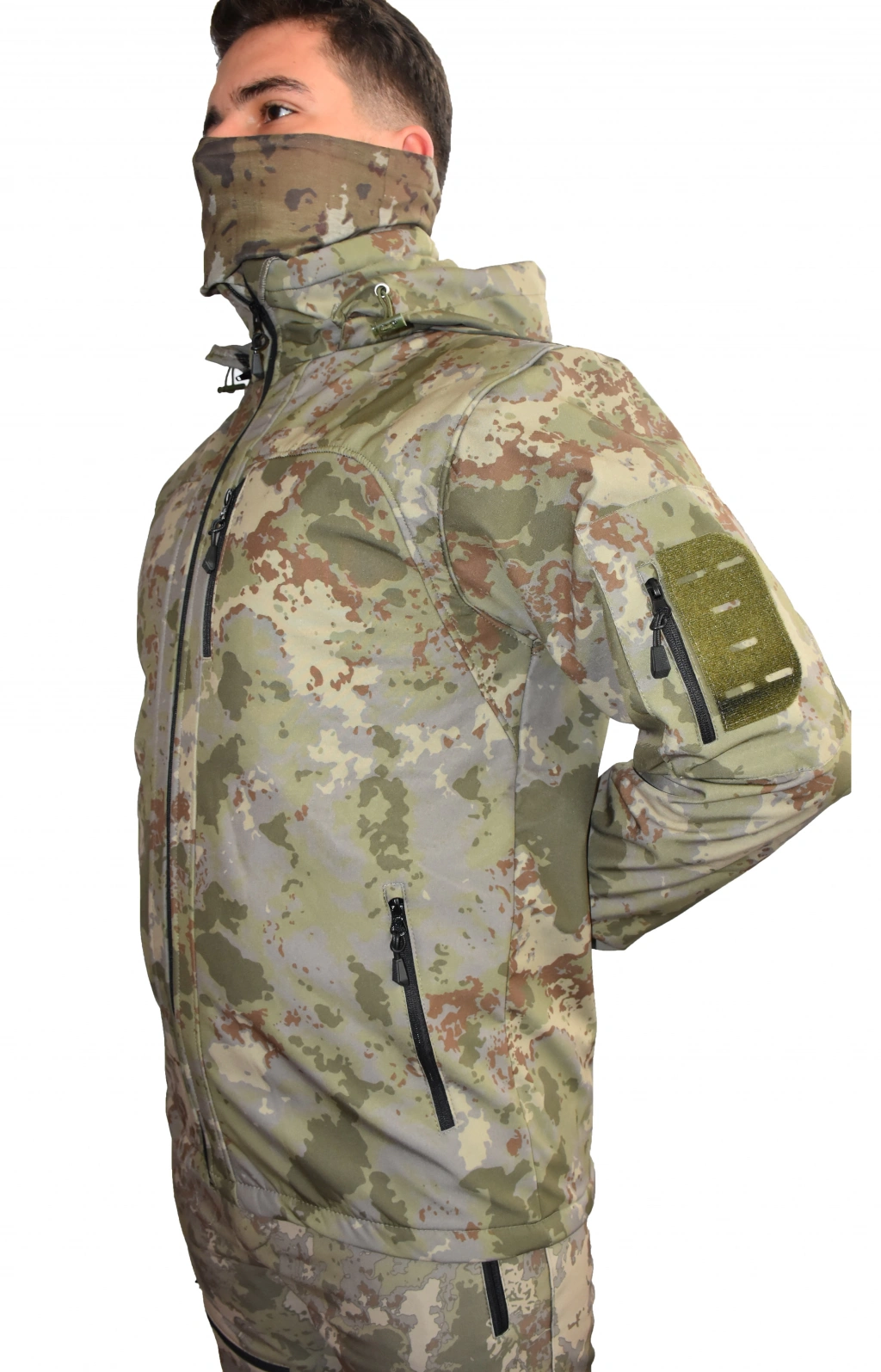Askeri Kamuflaj Desenli Su Geçirmez Softshell Mont Termal İçlikli, Rüzgar Geçirmez, Outdoor Av & Doğa Sporları Montu Kamuflajl Çok Renkli