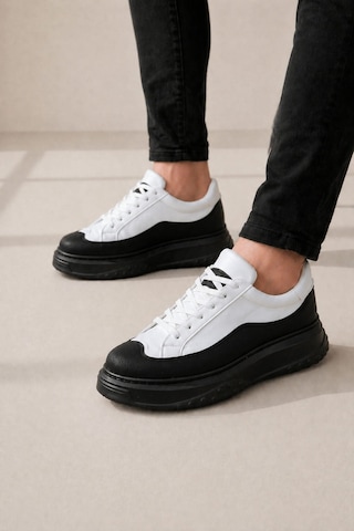 Aymood Jy507 Dara Bağcıklı Cilt Erkek Günlük Sneaker Ayakkabı Cst Beyaz/siyah