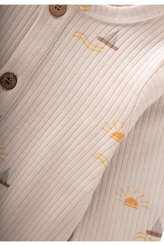 Baskılı Tulum 0-3 Yaş Yelken Desen Beyaz