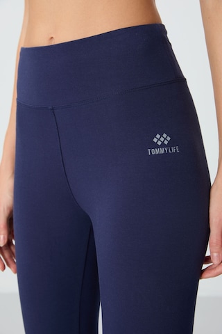 Tommylife Tommy Life İndigo Yüksek Bel Slim Fit Dar Paça Kadın Kapri Tayt - 93097 İndigo