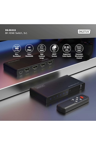 Dıgıtus 8k Hdmı Switch, 3x1 3x1 Hdmı Switch, 8k/60hz 4:4:4 , Hdr, Hdcp 2.3