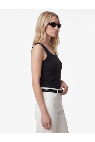 Koton Pamuklu Slim Fit Süs Düğmeli U Yaka Fitilli Atlet Siyah 6sak10032pk