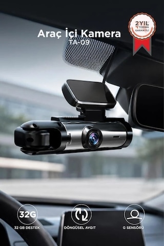Premium Taşıt Ekipmanı Yol Aksesuarı Araç İçi Kamera 1080p Ta09 Siyah