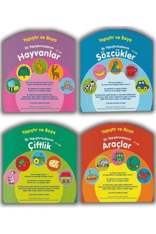 Yapıştır Ve Boya Renkli Çıkartmalı İlk Yapıştırmalarım 4 Kit...