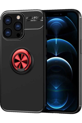 Apple iPhone Uyumlu 13 Pro Max Adamaxaksesuar Ravel Silikon Kapak Siyah Kırmızı