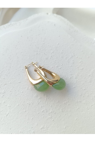 Sakıt Yeşil Çelik Küpe Altın - Yeşil