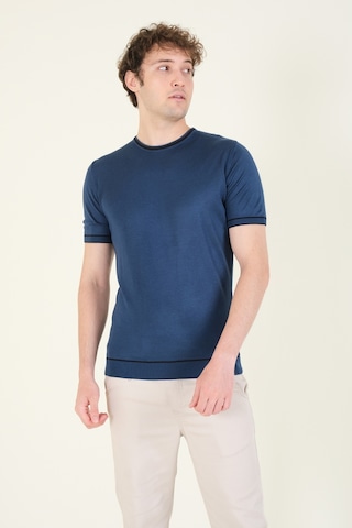 Giyim Dünyası Erkek Sıfır Yaka Biyeli Merserize T-shirt Petrol Mavi 001