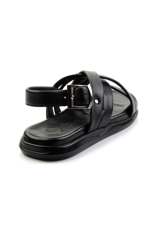 Siyah Hakiki Deri Erkek Sandalet E05557240243