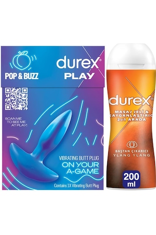 Durex Titreşimli Anal Plug Tıkaç + Durex 2si 1 Arada Ylang Ylang Kayganlaştırıcı Ve Masaj Jeli 200 ML
