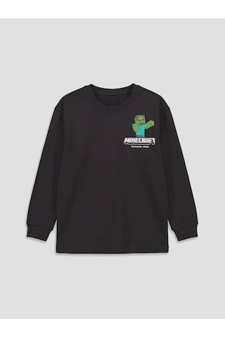 Lc Waikiki Antrasit Minecraft Baskılı Erkek Çocuk Sweatshirt