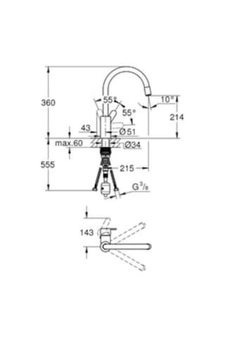 Grohe Eurostyle 31126004 El Duşlu Eviye Bataryası