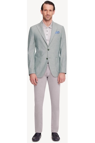 Erkek Yeşil Regular Fit Sivri Yaka Tek Ceket 001